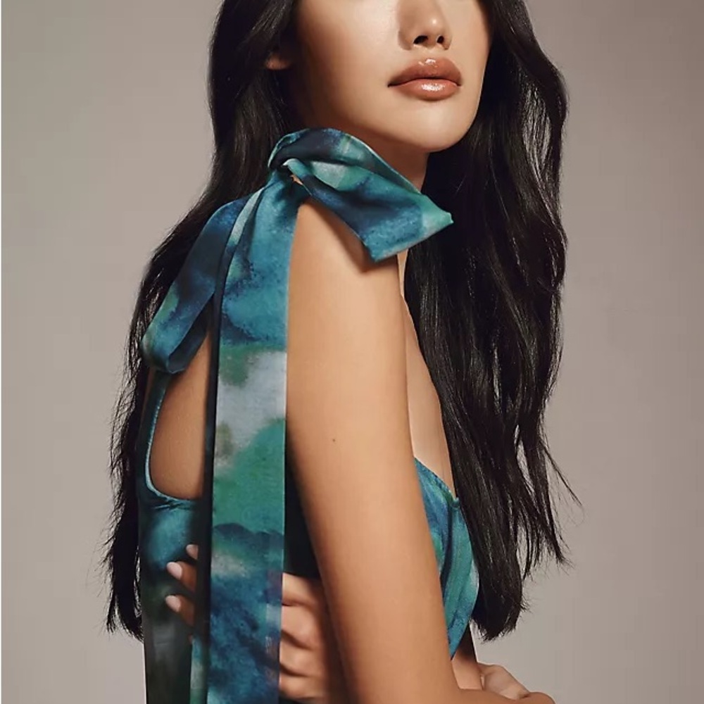 BHLDN Teal Tie-Dye Midi Dress - Picture 4 of 5